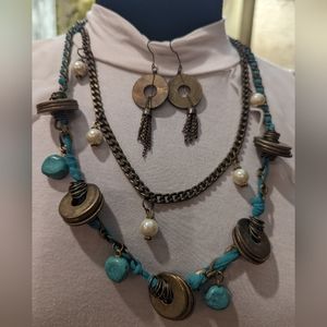 Bohemian Necklace and dangle earrings